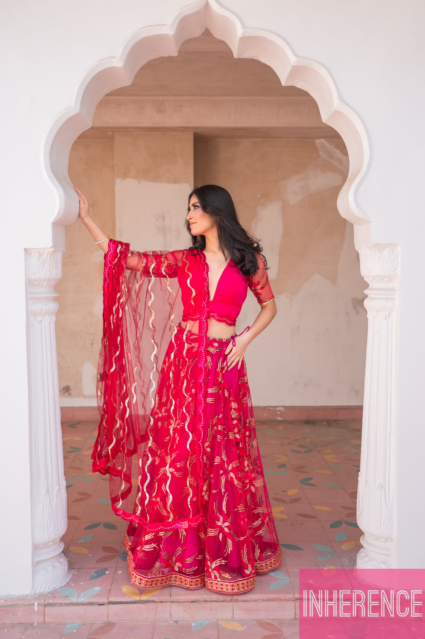 Pink Floral Lehenga