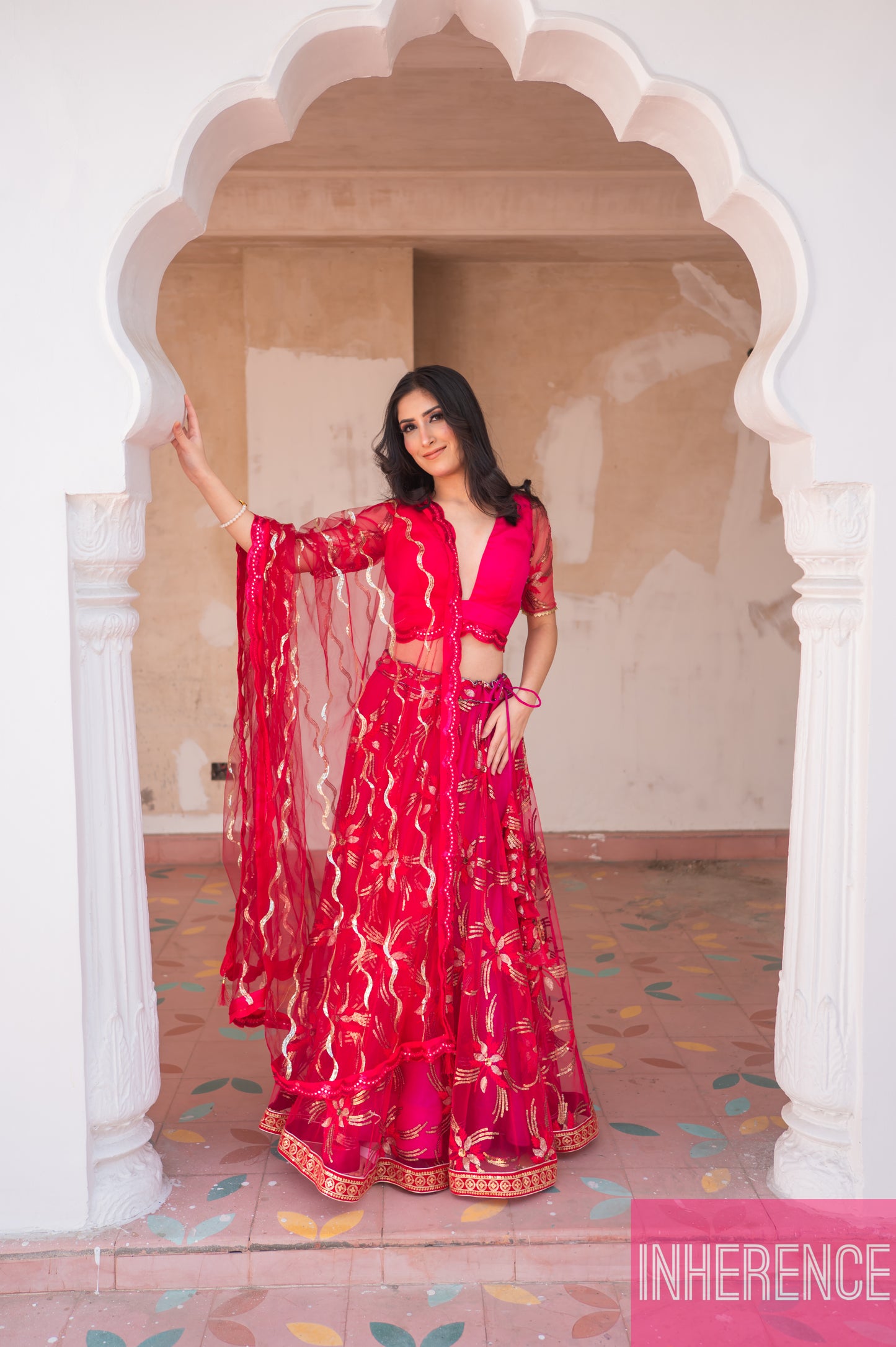 Pink Floral Lehenga