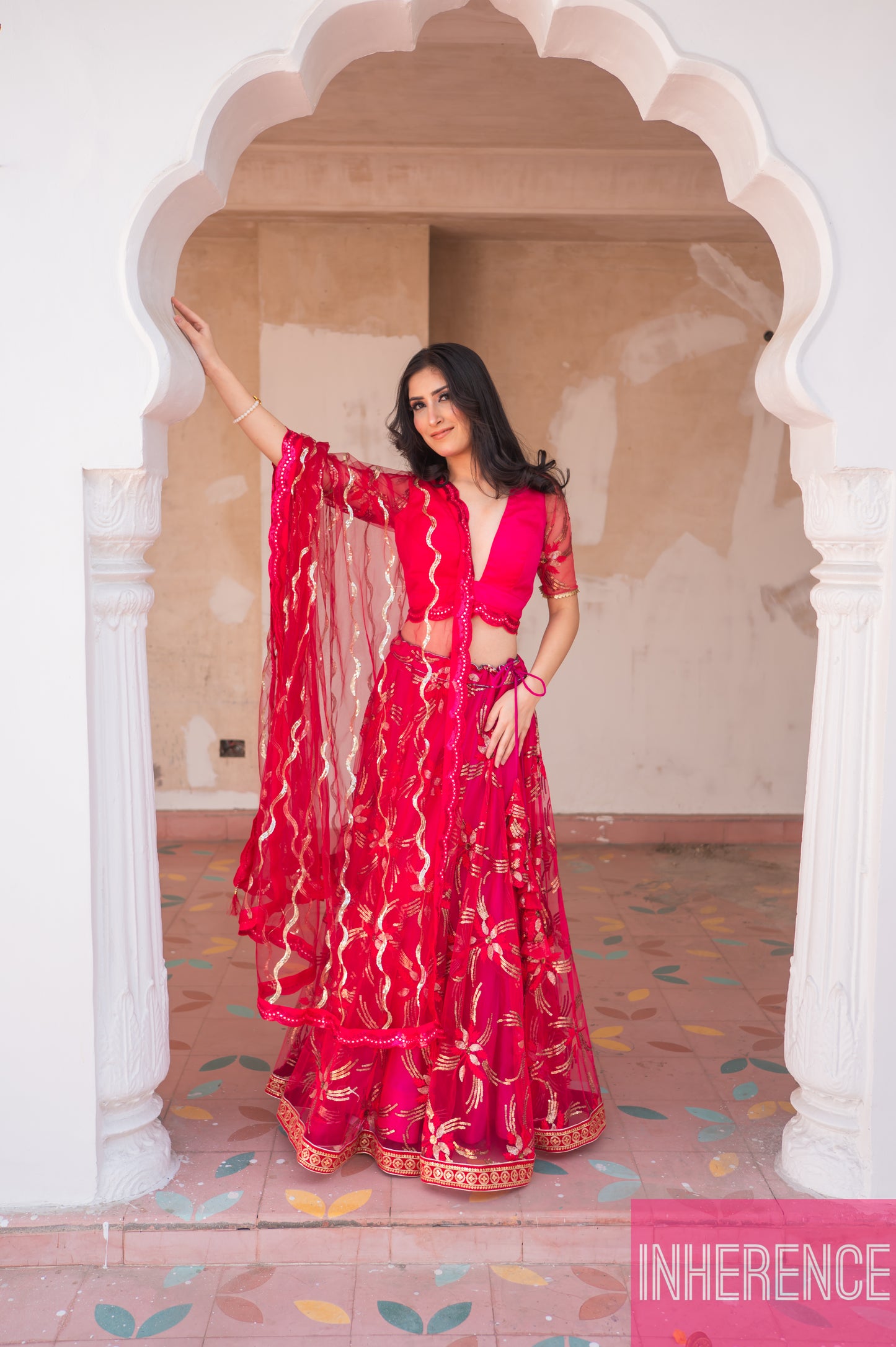 Pink Floral Lehenga