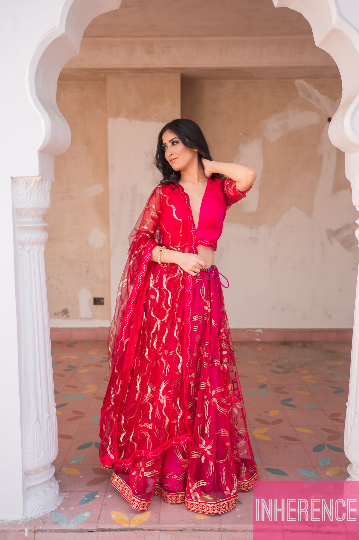 Pink Floral Lehenga