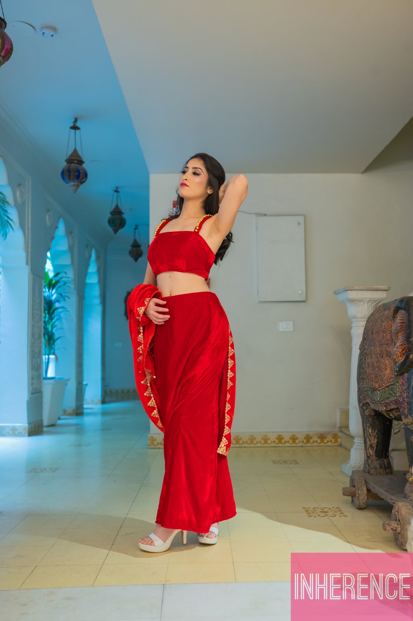 Red Velvet Lehenga