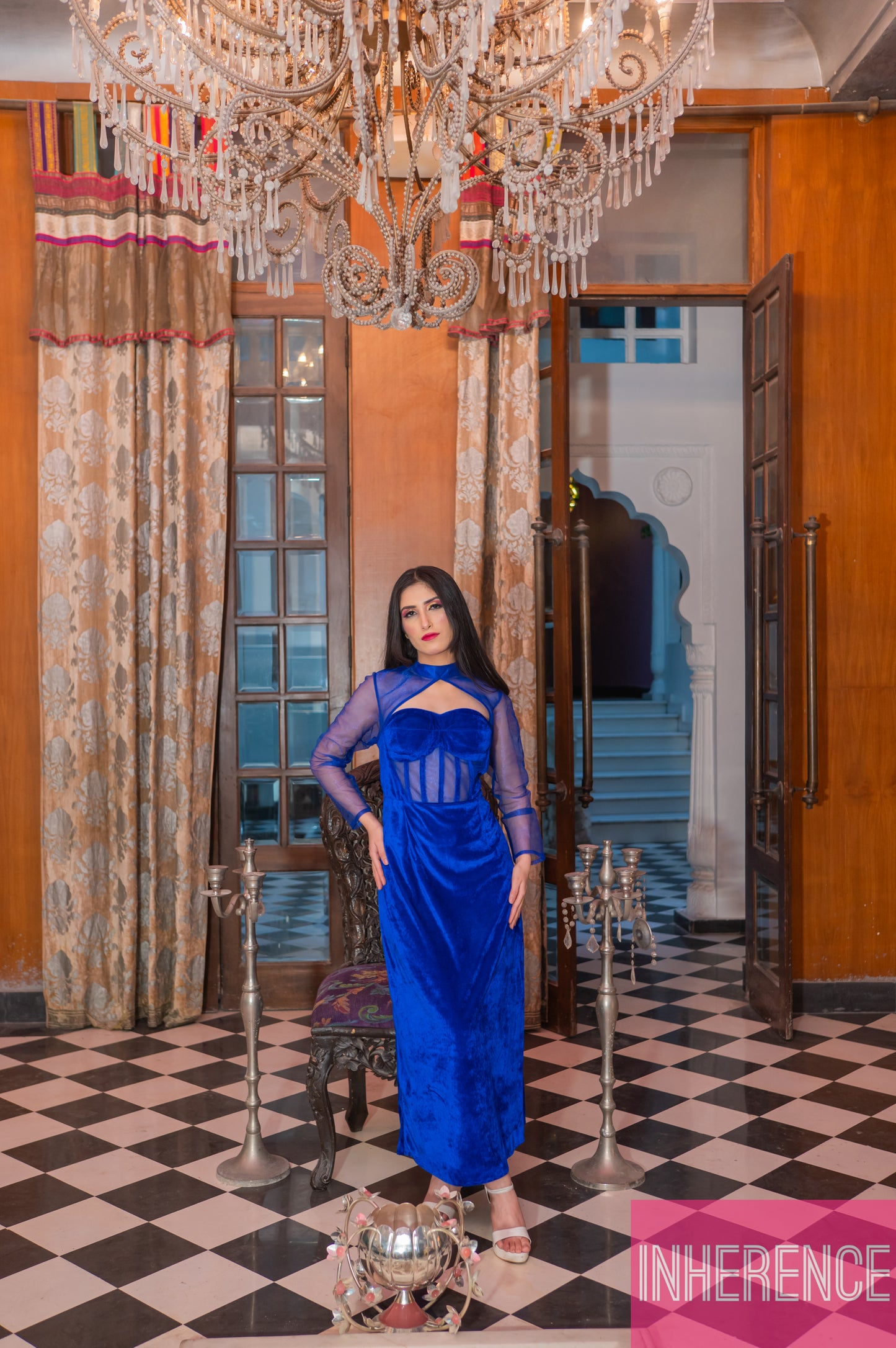Blue Velvet Corset Dress