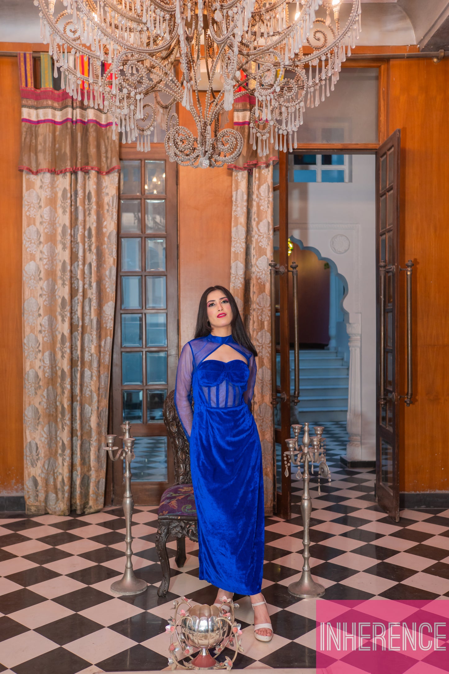 Blue Velvet Corset Dress