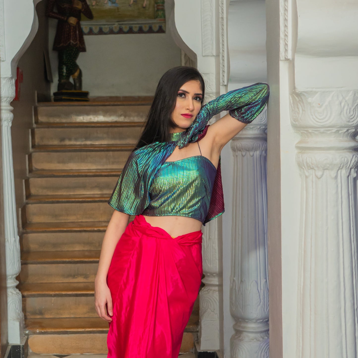 Rainbow Tube Top with detachable sleeve & stylised Cape