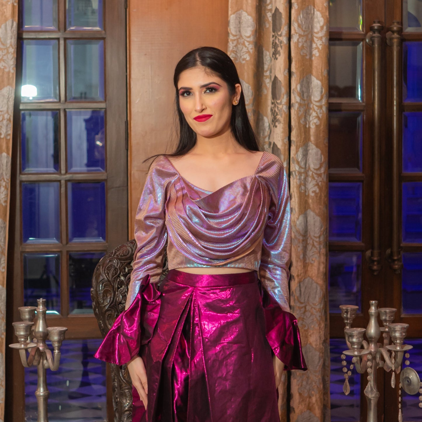 Court purple flared Top