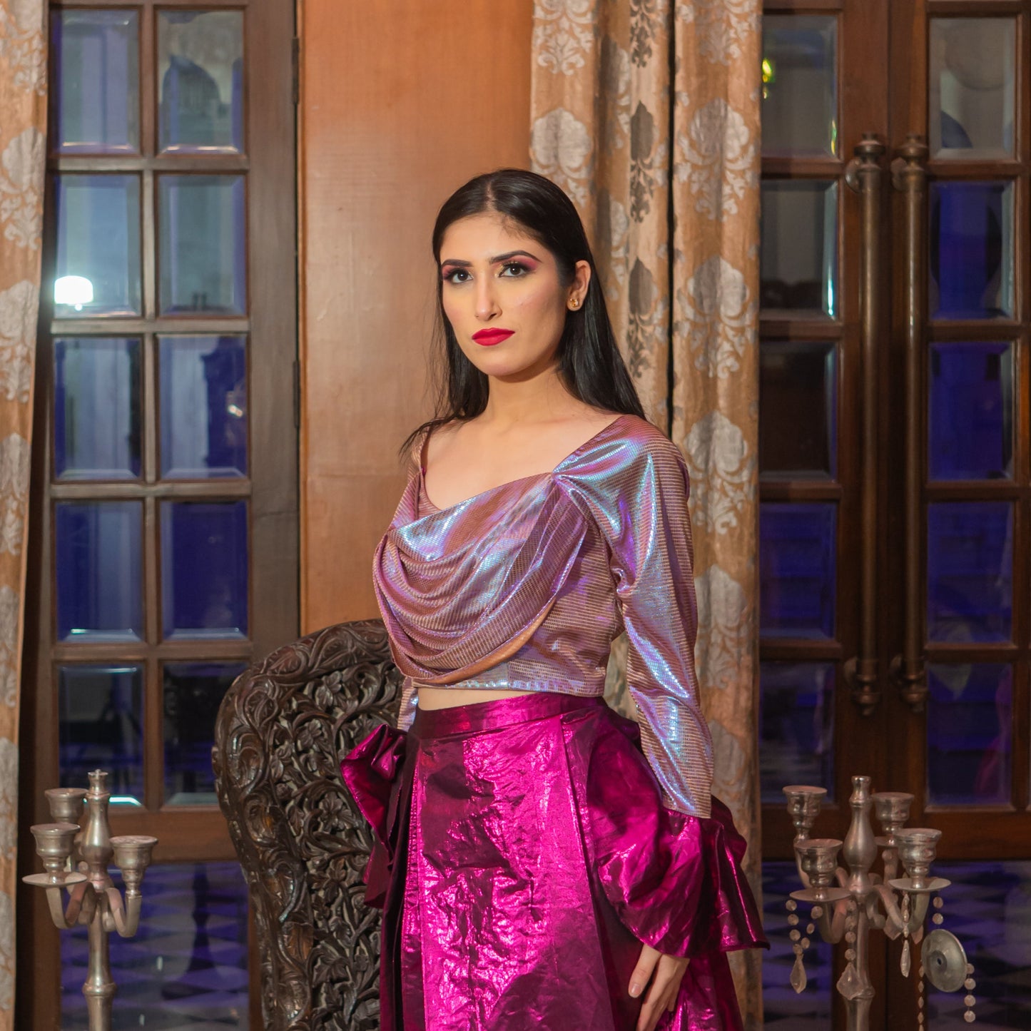 Court purple flared Top