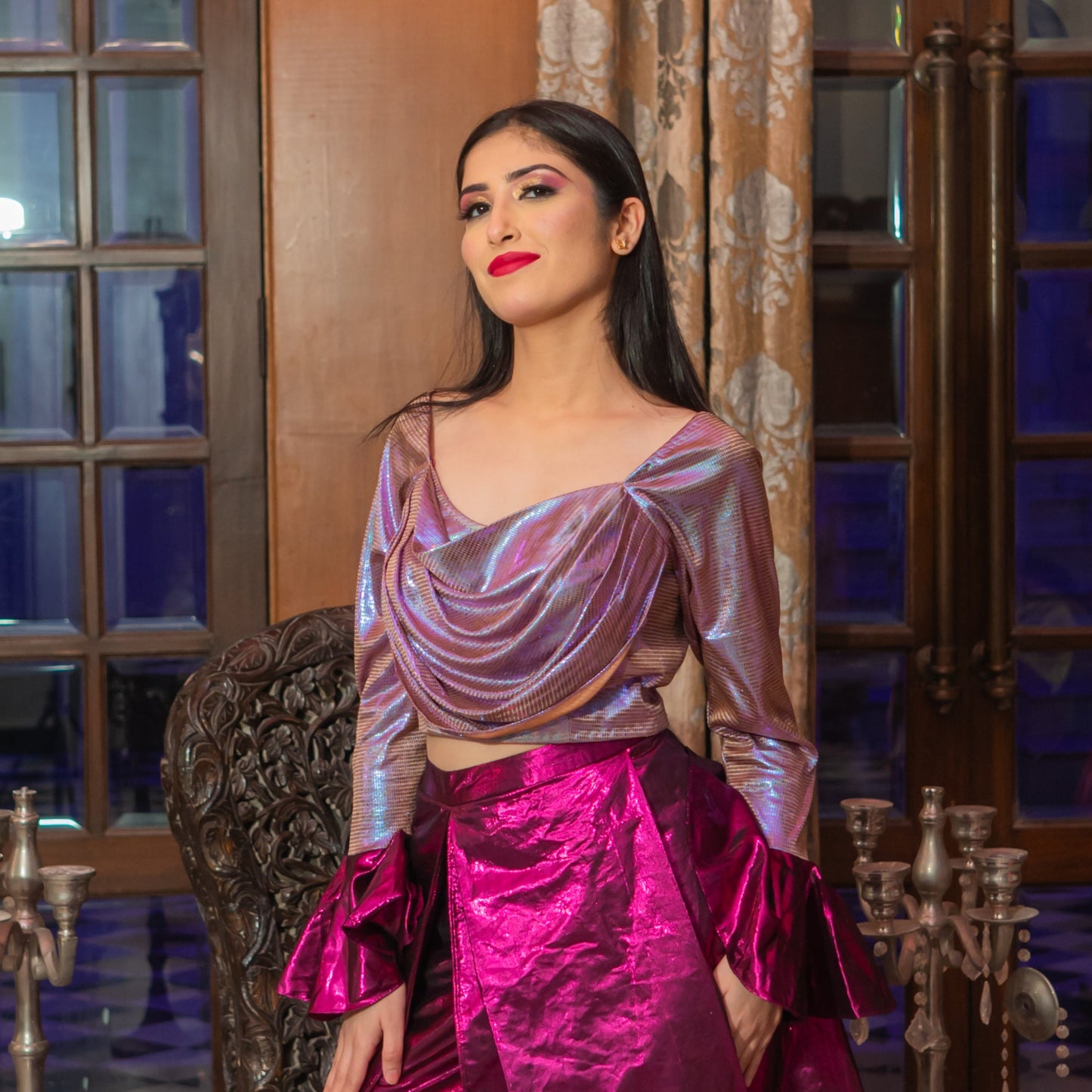 Court purple flared Top