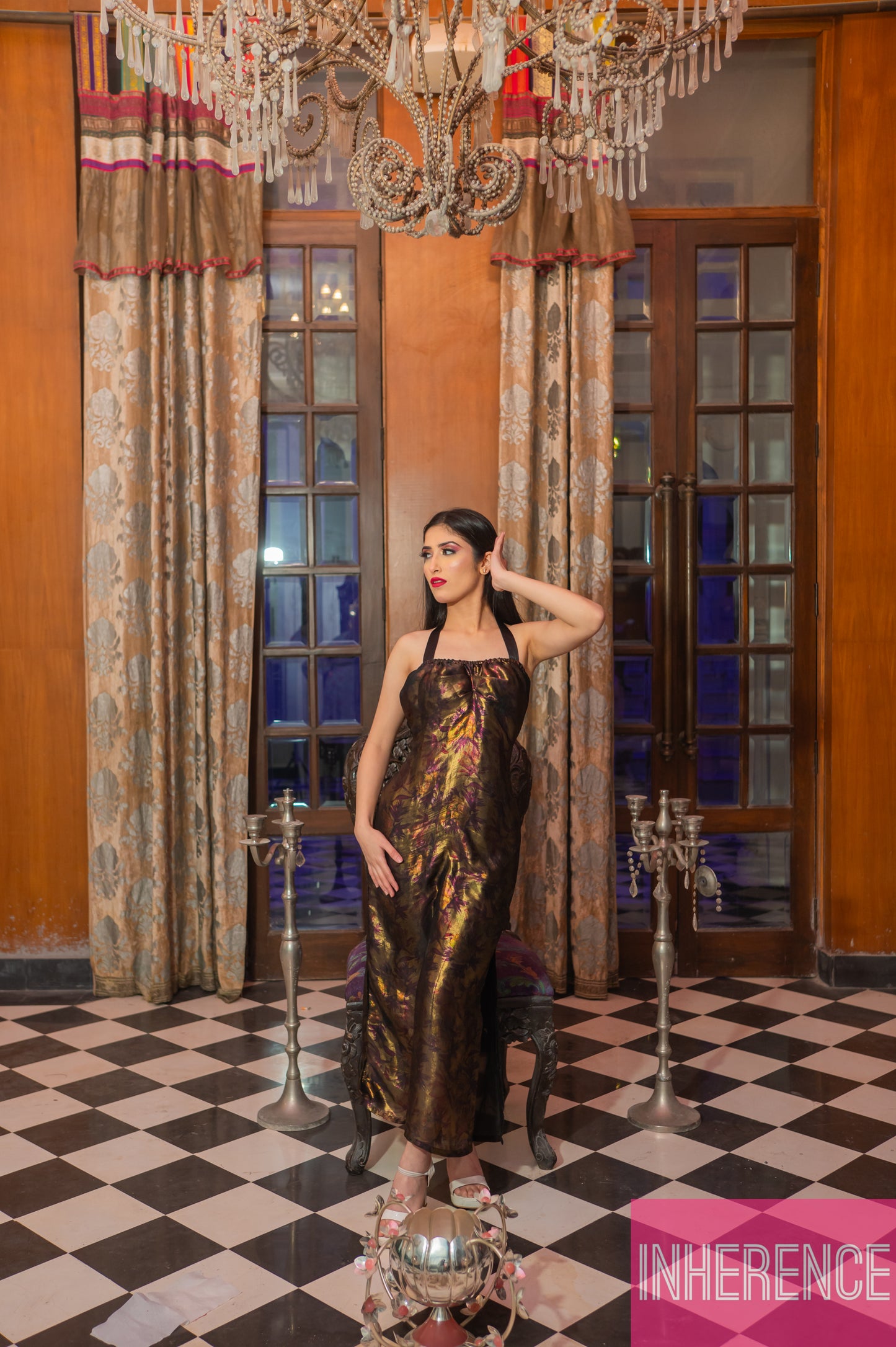 Black Golden Halter Neck