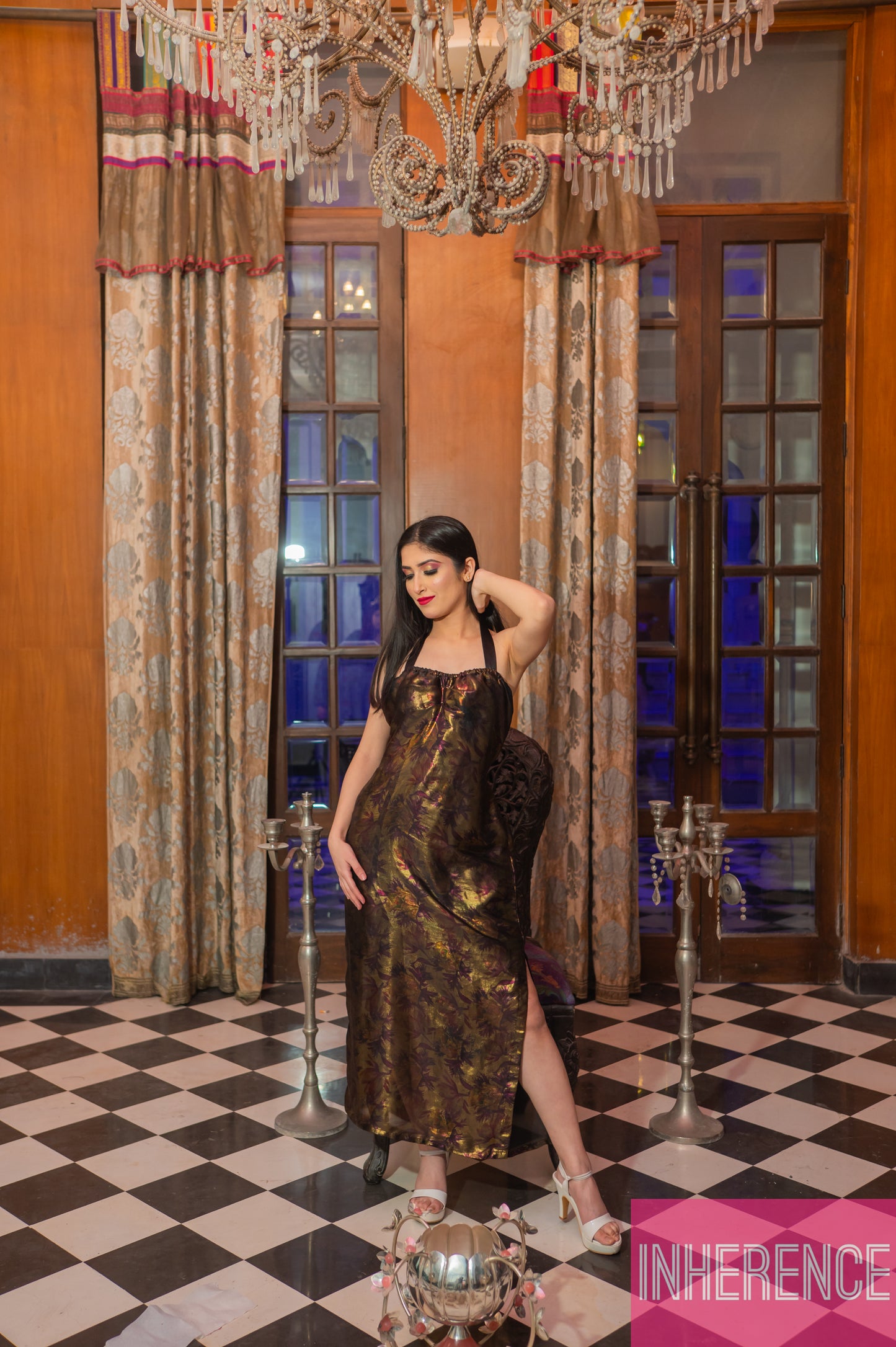 Black Golden Halter Neck