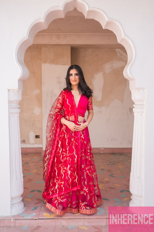 Pink Floral Lehenga