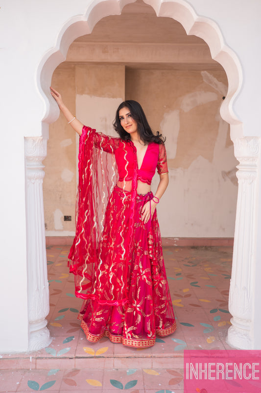 Pink Floral Lehenga