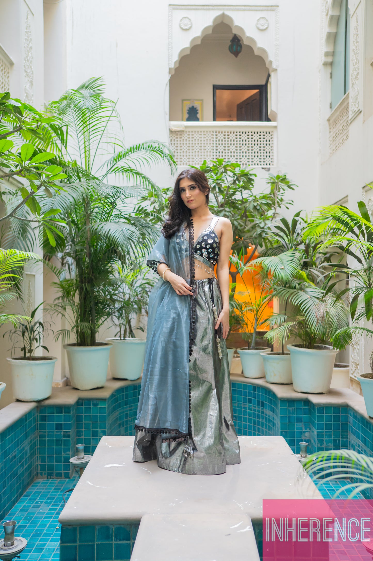 Black diwali Lehenga Shimmer (cut blouse)