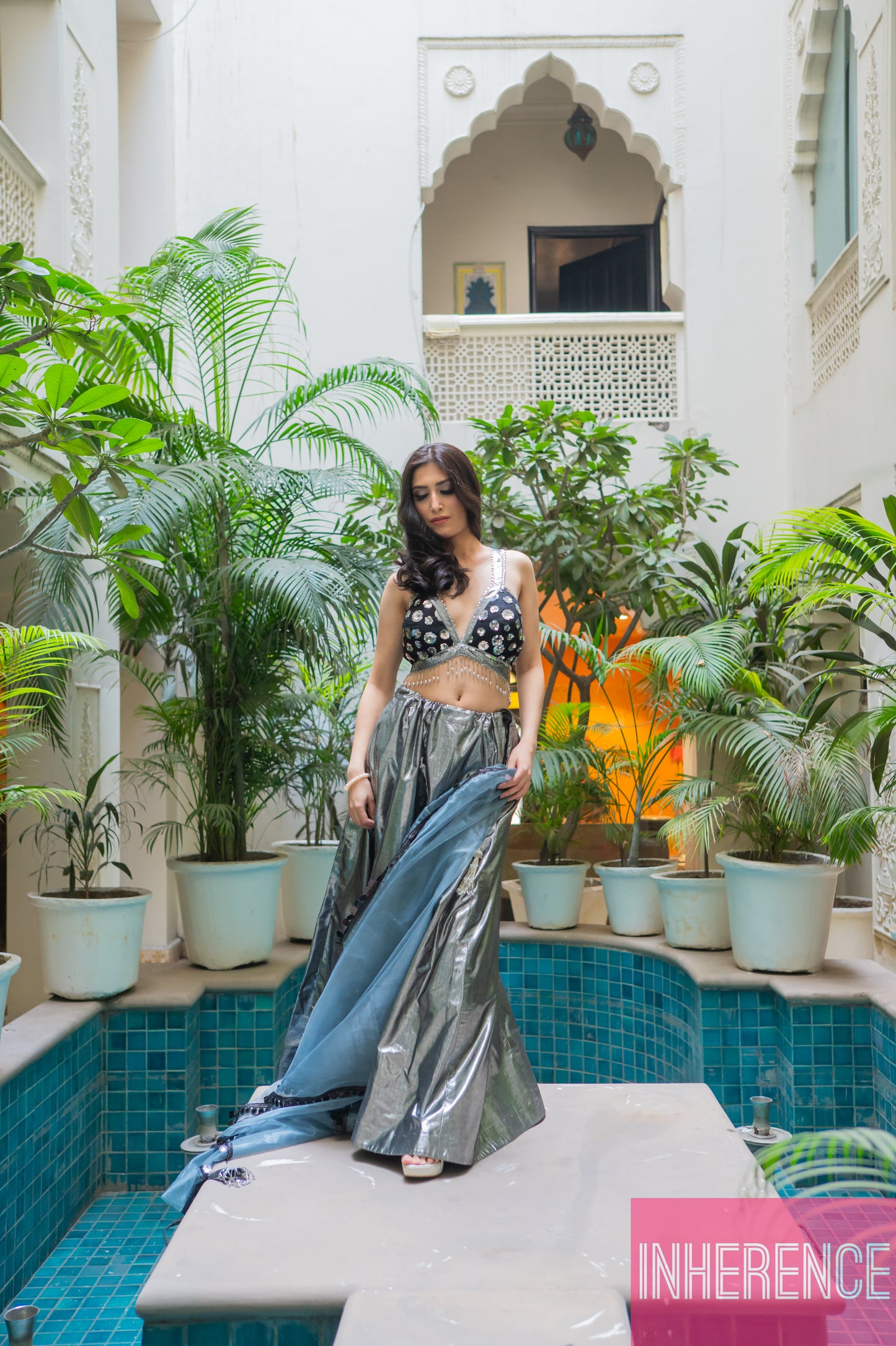 Black diwali Lehenga Shimmer (cut blouse)