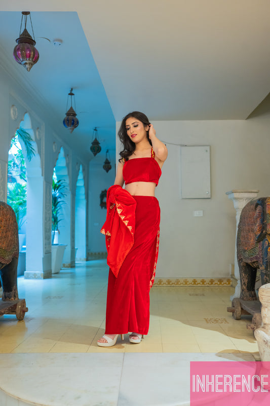 Red Velvet Lehenga