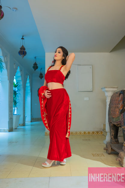 Red Velvet Lehenga