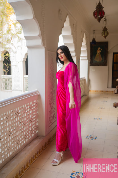 Pink net full sleeve with slit