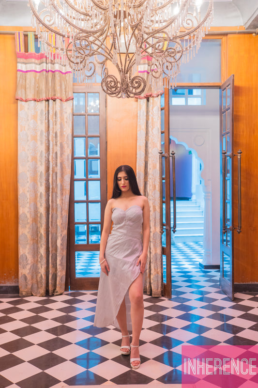 White Tissue draped Dress