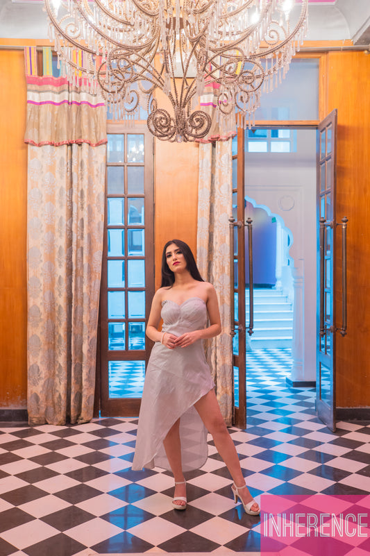 White Tissue draped Dress