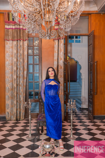 Blue Velvet Corset Dress
