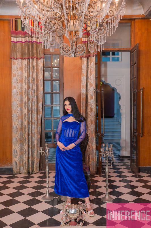 Blue Velvet Corset Dress