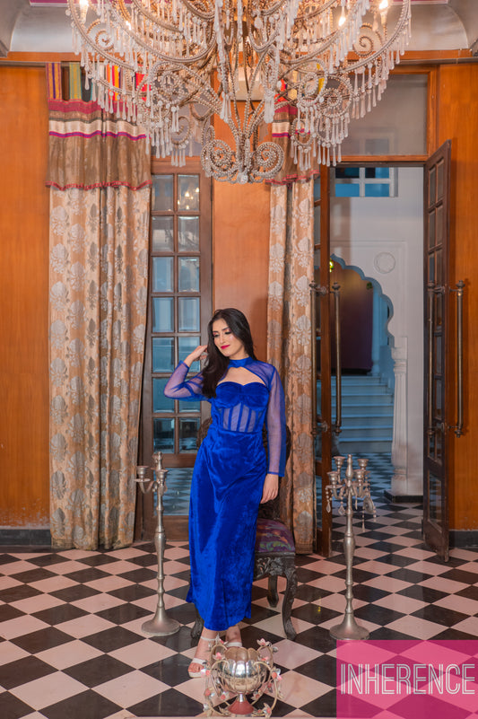 Blue Velvet Corset Dress