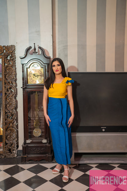 Yellow Blue Cotton Dress