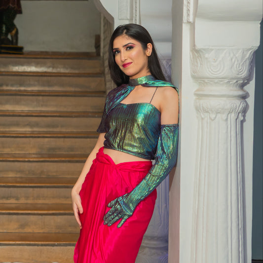 Rainbow Tube Top with detachable sleeve & stylised Cape