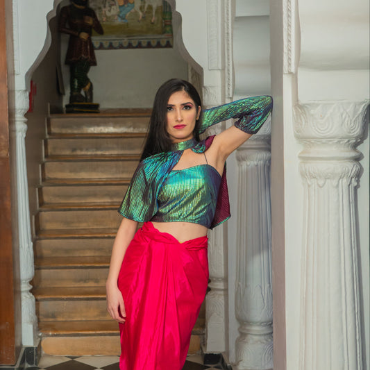 Rainbow Tube Top with detachable sleeve & stylised Cape
