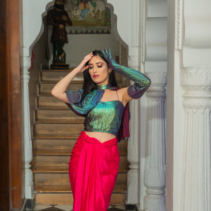 Rainbow Tube Top with detachable sleeve & stylised Cape