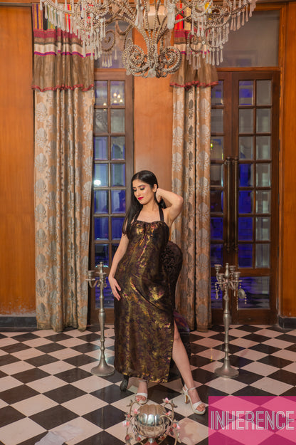 Black Golden Halter Neck